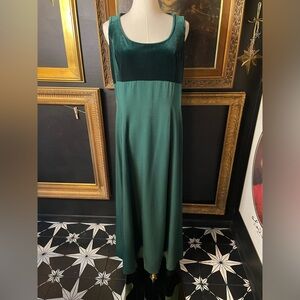 Vintage 90s Scott McClintock Green Velvet Formal Maxi Dress 12 Large